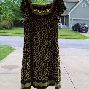 Apt 9 SHIFT DRESS green/brown sz L